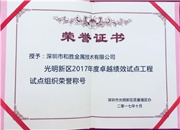 光明新區2017年度卓越績效試點工程試點組織